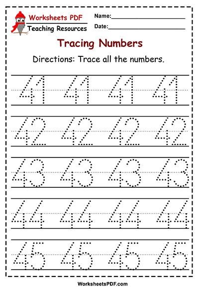 numbers 1 50 tracing worksheets pdf kids math preschool 