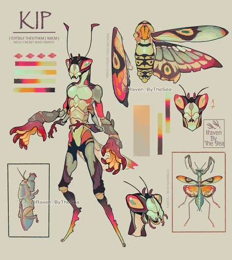 Thri Kreen, Mole Cricket, Alien Character, Fantasy Beasts, Futuristic Art, My Oc, Creature Concept, Fantasy Inspiration, Wasp