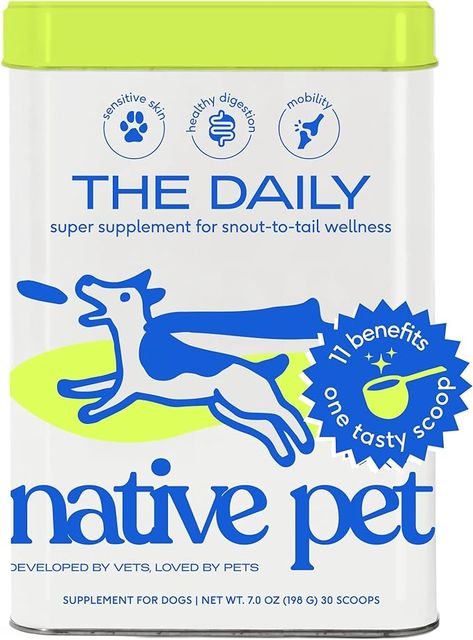 Native Pet The Daily Dog Supplement - 11 in 1 Dog Multivitamin - Tasty Scoop with Dog Vitamins and Supplements - Super Multi Vitamin for Dog - 12 Active Ingredients (7 oz.) Best Dog Supplements, Dog Vitamins, Supplements Packaging, Multi Vitamin, Vitamins And Supplements, Pet Vet, Pet Supplements, Dog Nutrition, Seasonal Allergies