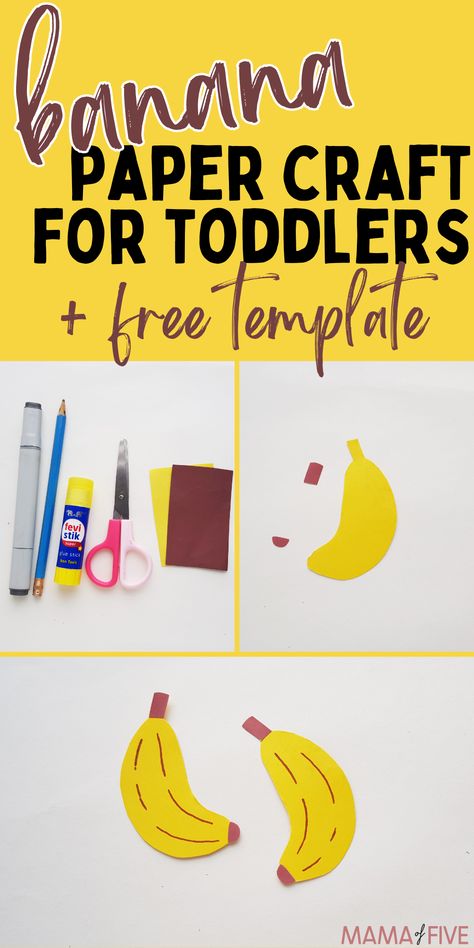 Banana Diy Craft, Banana Craft Ideas, Banana Printable Free, Banana Art And Craft, Banana Craft Preschool, Banana Crafts For Kids, Banana Craft, Banana Crafts, Toddler Stem