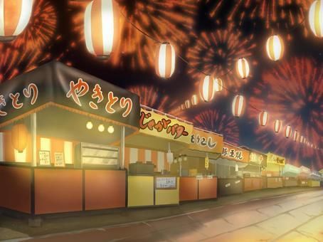 Japanese Festival Background, Corner Pictures, Scenery Inspiration, Japanese Festival, Festival Background, Scenery Background, Night Market, Background Illustration, Anime Scenery