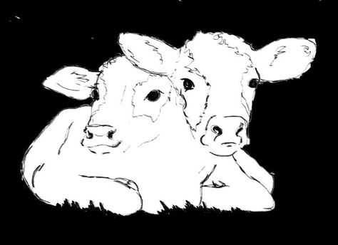 Conjoined Animal Tattoo, Two Headed Cow Tattoo, Two Headed Calf Drawing, Two Headed Calf, Cassandra Calin, Cow Tattoo, Cow Drawing, Calf Tattoo, Dainty Tattoos