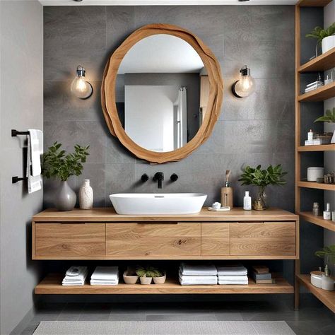 25 Grey Bathroom Ideas and Designs for Modern Look Grey Toilet Design, Grey Bathroom Ideas, Grey Bathroom Decor, Small Bathroom Decor Ideas, Grey And White Bathroom, Black Fixtures, Tiled Wall, White Vessel Sink, Bathroom Vanity Designs