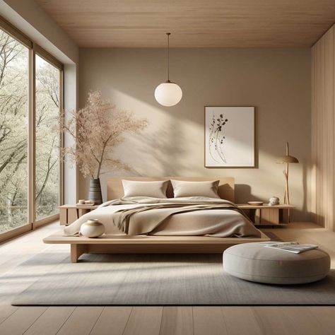 Zen Style Bedroom, Kpop Dorm, Japanese Bedrooms, Bedroom Japanese Style, Zen Bedroom Decor, Bedroom Japandi, Japanese Bedroom Design, Beautiful Bed Designs, Athens Apartment