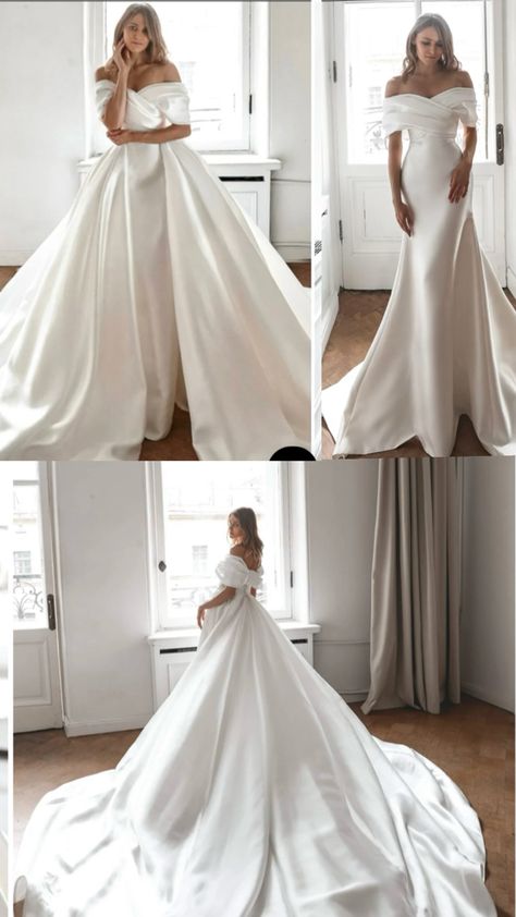 Wedding dress with detachable train #weddingdress #versatiledress #versatilegown #weddingseason #dreamdress #classy #simplybeautiful #whitedress #fashion #fashionable #designer Convertible Wedding Dress, Wedding Dress With Detachable Train, Dress With Detachable Train, Convertible Wedding Dresses, Detachable Train, Ballroom Wedding, Versatile Dresses, Simply Beautiful, Dream Dress