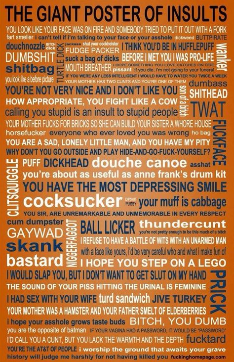 The Giant Poster Of Insults - Imgur Step On A Lego, What I Like About You, Giant Poster, Different Languages, E Card, I Smile, Bones Funny, That Way, Make Me Smile