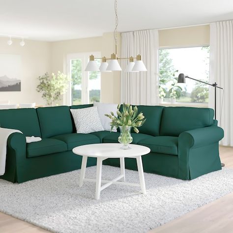 Uppland Sectional, Ikea Corner Sofa, Laminated Veneer Lumber, Ikea Ektorp, Deep Seat Cushions, Ikea Family, Dark Turquoise, Soft Seating, Corner Sectional