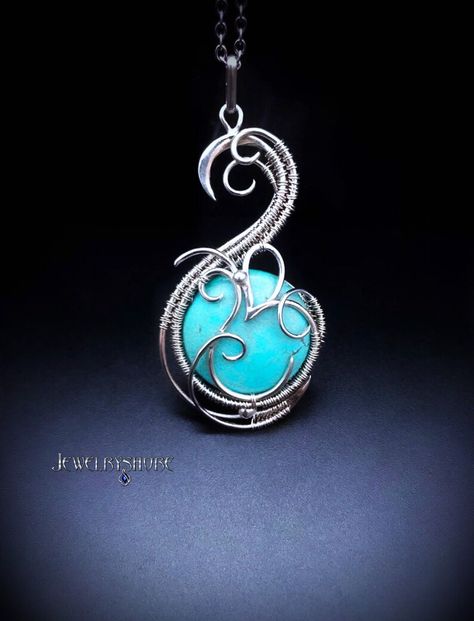 Wire Wrap Jewelry, Wire Wrap Pendant, Mini Blue, Wrap Jewelry, Handmade Wire Wrapped, Handmade Wire, Wrapped Pendant, Turquoise Pendant, Jewelry Silver