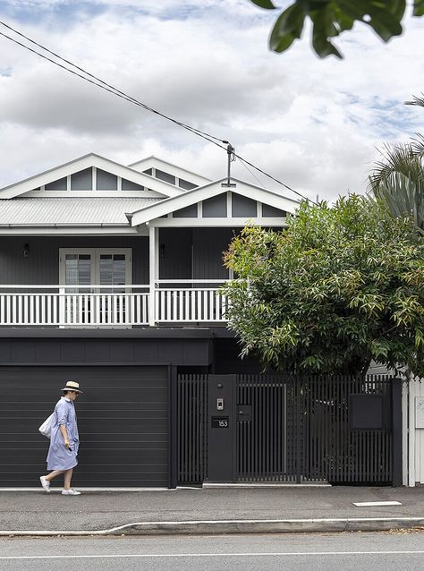 MERTHYR | Big House Little House - residential building design brisbane Queenslander Homes Exterior, Exterior Paneling, Compound Wall Design, Gate Designs Modern, House Main Gates Design, Residential Building Design, Beach House Exterior, Main Gate Design, House Gate Design