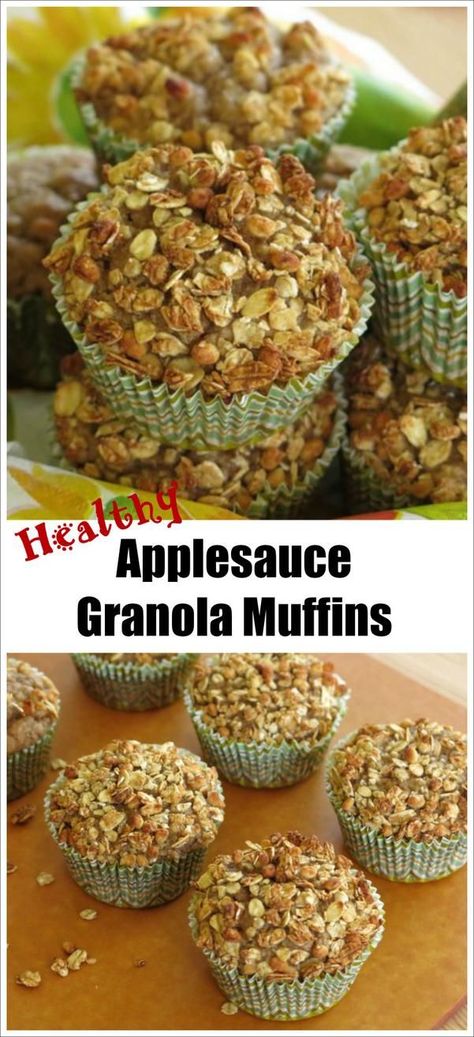 Applesauce Granola, Easy Applesauce Muffins, Granola Topping, Granola Easy, Easy Applesauce, Granola Muffins, Kid Lunches, Applesauce Muffins, Low Fat Snacks