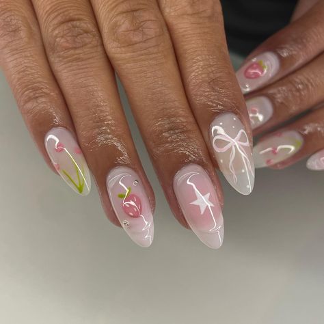 She’s ready for her Asia trip!!! These are so adorable 😍 Ib: @qtsets #nails #gelx #nailsofinstagram #nailtech #nailsnailsnails #nailart #nailaddict #naildesigns #nailporn #nailjunkie #nailartist #nailinspo #nailideas #frenchies #vacation #tropical #vancouver #trend #floral #flowers #asiannails Adorable Nail Designs, Tulip Acrylic Nails, Nail Tulip Design, Tulip Nail Art Designs, Tulips Nail Art, Tulip Manicure, Tulip Nails, Asian Nails, Nail Artist