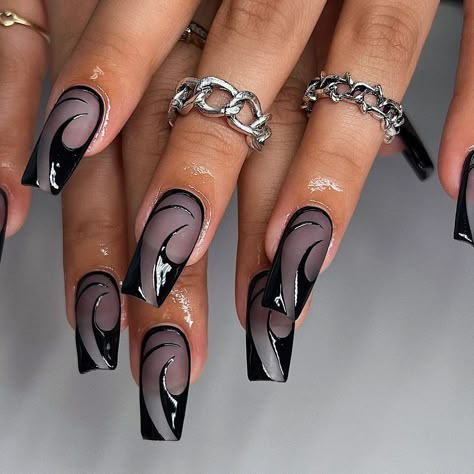 40 Best Summer 2023 Nail Art to Try Black Coffin Nails, Tapered Square Nails, Wallpaper Cat, Edgy Nails, Dope Nail Designs, Long Square Acrylic Nails, Acrylic Nails Coffin Short, Square Acrylic Nails, Unique Nails