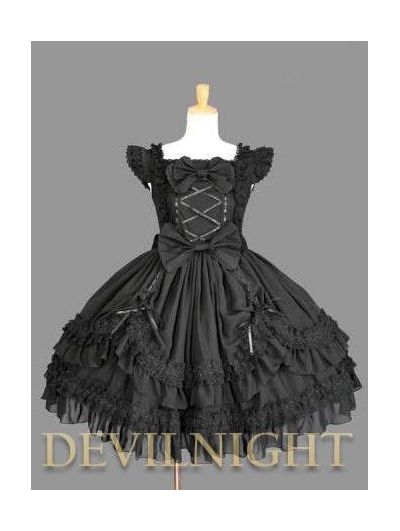 Black Ruffled Cap Sleeves Sweet Bow Gothic Lolita Dress Dr Dresses, Gothic Coquette, Gothic Elegance, Oc Outfits, Dti Ideas, Classic Lolita, Frilly Dresses, Outfits Dress, Japan Trip