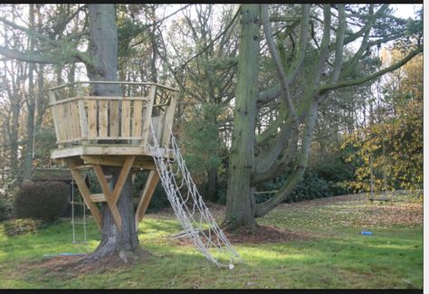 Crows nest Crow House Diy, Kids Clubhouse Interior Tree, Real Tree House For Kids, House With Crows Nest, Crows Nest Treehouse, Tree House With Crows Nest, Pirate Bar, Contemporary Architecture Residential, Green Roof Building