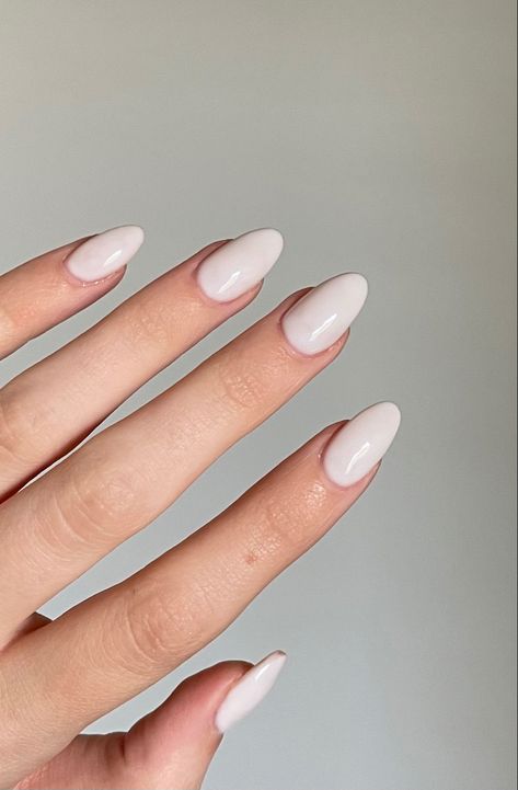 White nails Creme Nails Acrylic Almond, Off White Acrylic Nails Almond, Almond Off White Nails, Neutral Gel Nails Almond, Almond Nails Off White, Almond Marshmallow Nails, Cream Almond Acrylic Nails, Cream White Almond Nails, Cream Color Almond Nails