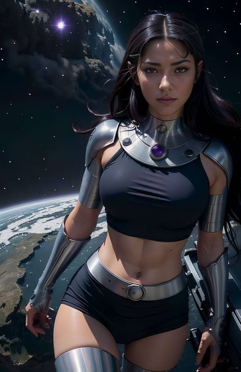 Komand'r/Blackfire: DC by MySmartArts Black Superhero Costume, Black Fire Costume, Blackfire Costume, Blackfire Cosplay, Blackfire Dc, Goth Pfps, Teen Titans Blackfire, Brunette Characters, Starfire Costume