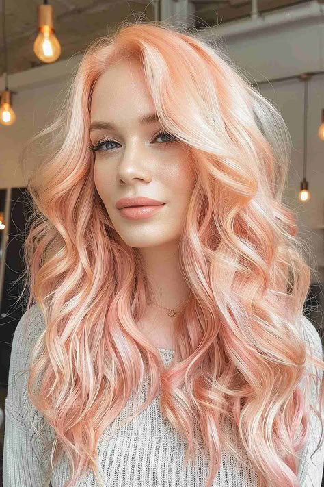 25%20Peach%20Hair%20Colors%20That%20Will%20Make%20You%20Book%20a%20Salon%20Appointment%20in%202024 Ash Peach Hair, Peach Highlights Hair, Ginger Peach Hair, Light Peach Hair, Fairy Hair Color, Peach Color Hair, Salmon Pink Hair, Colored Blonde Hair, Apricot Hair Color