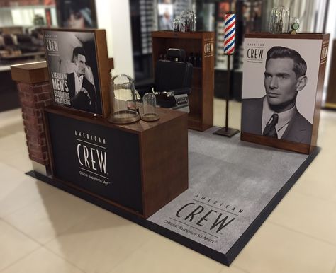 American Crew - Pop Up Mens Grooming Style Bar - John Lewis Oxford Street Spring 16 Pop Up Barber Shop, Groom Room, Barbershop Ideas, Gq Awards, Grooming Style, Trade Show Exhibit, Beauty Salon Decor, American Crew, Salon Interior Design