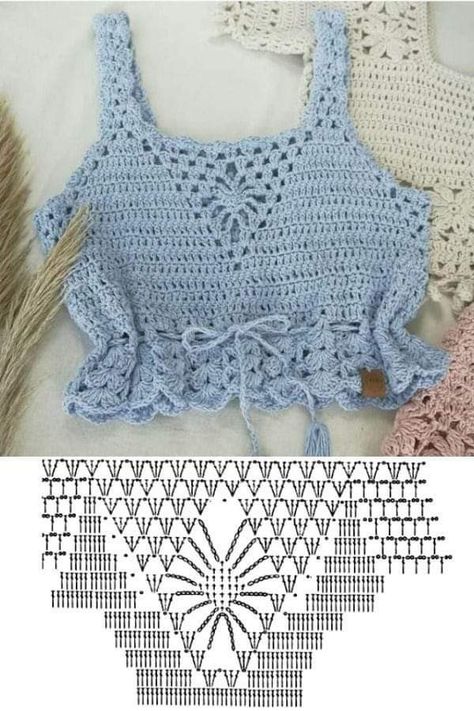 Top A Crochet, Crochet Bra, Crochet Crop Top Pattern, Crochet Ladies Tops, Pola Amigurumi, Crochet Tops Free Patterns, Crochet Summer Tops, Haken Baby, Crochet Fashion Patterns