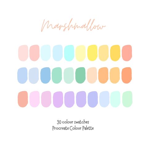 Kawaii Color Palette Procreate, Procreate Color Palette Pastel, Color Palette Ideas Art, Pastel Color Swatches, Colour Pallete Combinations, Procreate Pallete, Cartoon Color Palette, Bright Pastel Color Palette, Free Procreate Color Palettes