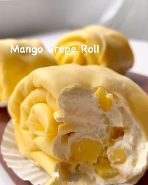 Mango Crepe, Posts On Instagram, Friends Food, Sweet Recipes Desserts, Yummy Comfort Food, Sweet Snacks Recipes, Roll Cake, Delicious Snacks Recipes, Cooking Recipes Desserts