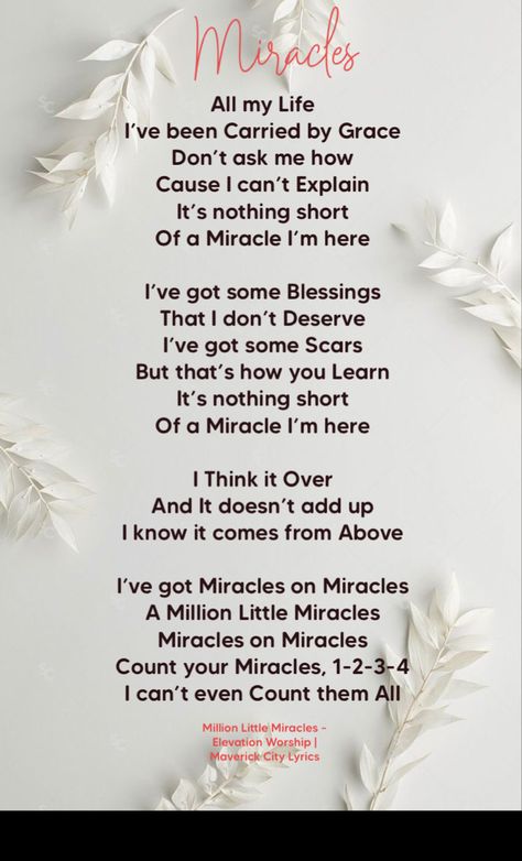 Million Little Miracles – Elevation Worship | Maverick City Lyrics More Than Able Elevation Worship Lyrics, Praise Elevation Worship Lyrics, Maverick City Music Quotes, Same God Elevation Worship Lyrics, Elevation Worship Quotes, Elevation Worship Lyrics Wallpaper, Maverick City Music Wallpaper, Maverick City Music Lyrics, Christian Song Lyrics Quotes