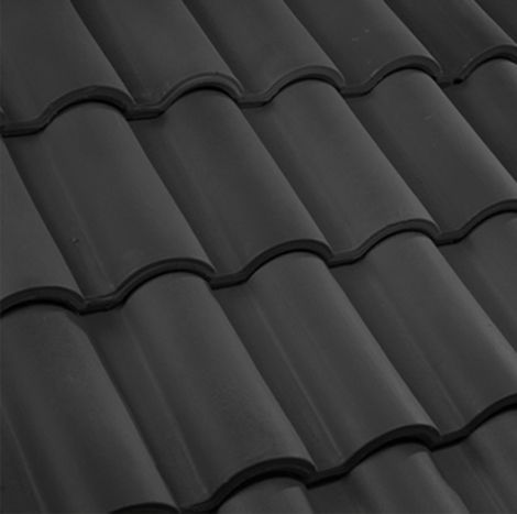 Black Black Tile Roof House Exterior, Spanish Roof Tiles Ideas, Black Roof, Spanish Style Roof Tiles, Black Spanish Tile Roof, Barrel Tile Roof, Spanish Tile Roof, Rich Decor, Clay Roofs