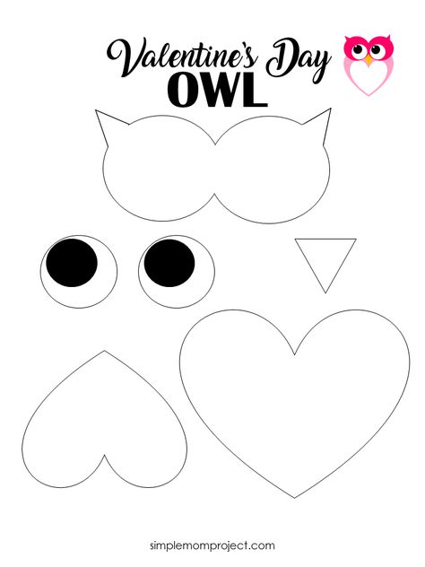 Simple Handmade Valentine's Day Owl Card with FREE Printable Templates - Simple Mom Project Heart Owl Craft For Kids, Dyi Valentine Crafts For Kids, Heart Owl Craft, Love And Kindness Activities For Toddlers, Valentine Cut And Paste For Kids, Owl Valentine Craft, Valentine Toddler Crafts Easy Diy, Heart Animals Craft, Simple Valentines Craft For Kids