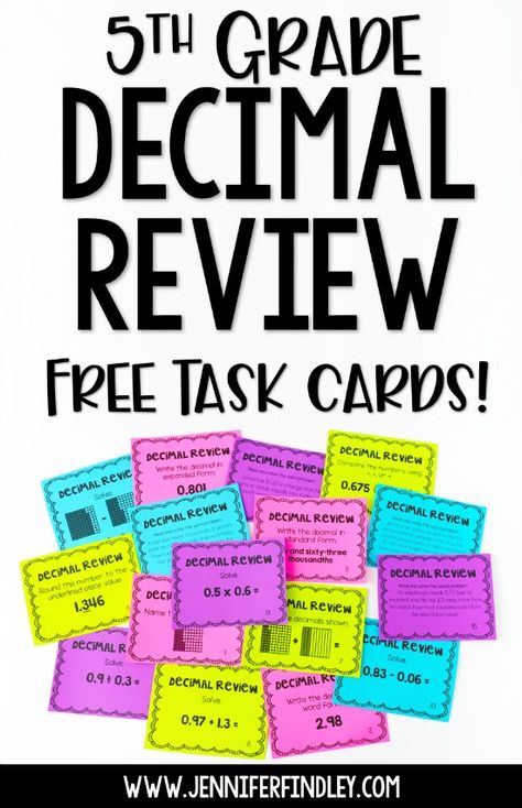 Free Decimals Review Task Cards Classroom Structure, Teaching Decimals, Decimal Word Problems, Jennifer Findley, Math Decimals, Math Tutoring, Dividing Decimals, Math 5, Math Centers Middle School