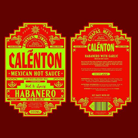 A blend of heritage & modernity… Introducing Calénton, bright neon contrast labels, two colour.🔥🌶️
#hotsauce #packaging #saucepackaging #brandidentity #packagingdesign #hotsaucedesign #neondesign #mexico #contrast #labeldesign Salsa Labels, Hot Sauce Branding, Hot Sauce Label, Sauce Branding, Labels Design, Habanero Peppers, Label Packaging, Beer Logo, Neon Design