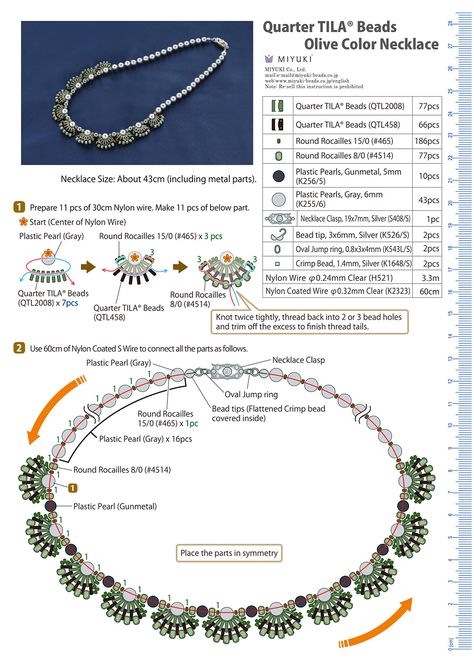 Quarter Tila Necklace and Earrings Set - A Free Pattern from Miyuki Beaded Necklace Tutorial, Neck Pieces Jewelry, Needle Earrings, Tila Beads, Earrings Tutorial, Beaded Earrings Tutorials, Necklace Tutorial, Seed Bead Tutorial, Necklace Clasps