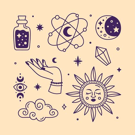 Hand drawn celestial illustration | Free Vector #Freepik #freevector #illustration #star #mystical #zodiac Celestial Illustration, Zodiac Illustration, Boho Stickers, Hands Vector, Mystic Illustration, Font Creator, Harvest Fest, Draw Hands, Burning Fire