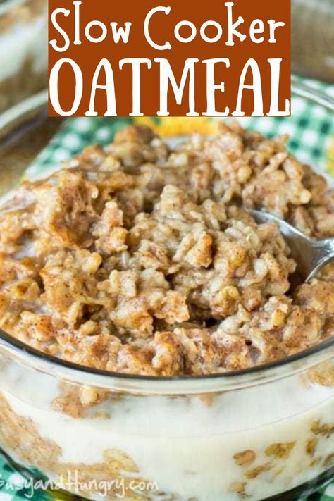 Crockpot Oats Slow Cooker, Crockpot Oats Overnight, Crockpot Oatmeal Recipes Healthy, Overnight Oats Crockpot Slow Cooker, Overnight Oatmeal Recipes Crock Pots, Breakfast Crockpot Meals, Crockpot Breakfast Oatmeal, Crockpot Oatmeal For A Crowd, Slow Cooker Breakfast Recipes Overnight