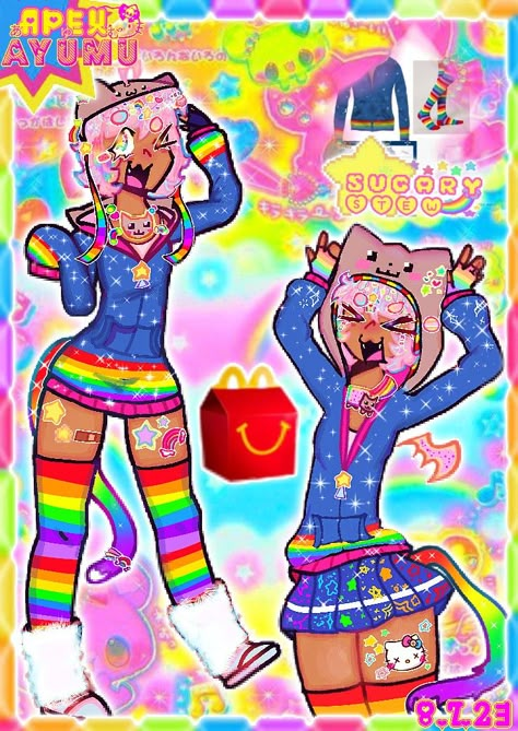 rainbow rainbowcore kawaiicoreedit kawaiicore cutecoreedit cutecore moeart moeartstyle glitchcore aesthetic ios iosicon kawaiiart arttutorial altdrawingstyle Anime Barbie, Nya Cat, Scenecore Art, Scene Wallpaper, Bts Cute, Scene Core, Scene Drawing, Nyan Cat, White Angel