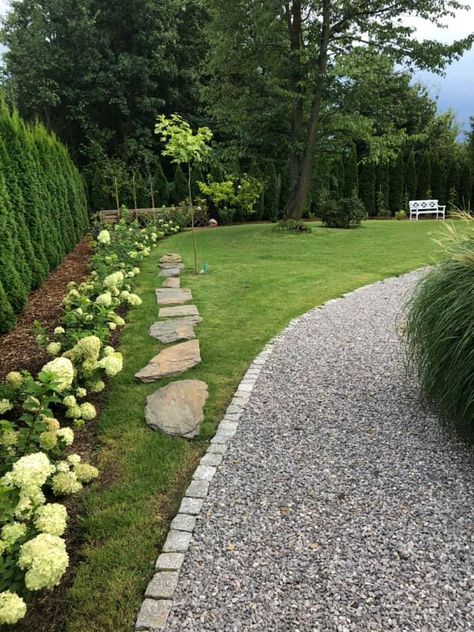 edging for gravel path Grass Gravel Border, Gravel Path Edging, Gravel Patio Edging, Gravel Paths In Gardens, Path Edging Ideas, Gravel Edging, Pea Gravel Path, Gravel Garden Path, Gravel Driveway Edging