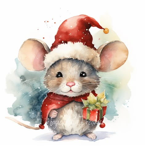 Watercolor Holiday mouse Clipart, 14 JPG Format, Non-Transparent Background, Sublimation Design, Commercial and Personal Use Embrace the holiday cheer with our adorable Watercolor Christmas Mouse Clipart, featuring an endearing little mouse donning a festive red hat. This collection captures the whimsy and charm of the season, making it the perfect addition to your creative projects. Included are 14 high-quality JPG images, conveniently delivered in three separate ZIP folders. What's Included: 14 High-quality JPGs, each capturing the festive spirit of the holidays. Usage: These versatile digital art prints are perfect for a variety of creative projects, from crafting cards and decorations to enhancing your digital designs. The watercolor details add a touch of warmth and enchantment to you Christmas Mouse Watercolor, Watercolor Christmas Decorations, Christmas Mouse Painting, Christmas Clipart Cute, Christmas Mouse Illustration, Christmas Animals Drawing, Watercolor Christmas Paintings, Christmas Gnomes Drawing, Xmas Mouse