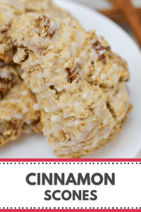 These Cinnamon Scones are amazing. If you are a fan of cinnamon rolls or any other cinnamon and sugar dessert, then this recipe is definitely for you. Cinnamon Snacks Easy, Cinnamon Scone, Cinnamon Snack, Cinnamon Scones Recipe, Cinnamon Chip Scones, Mini Scones, Drop Scones, Cinnamon Scones, Scones Recipe Easy