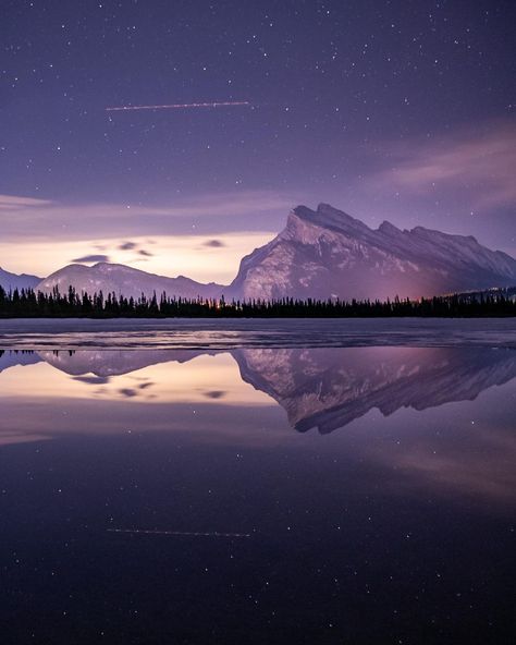 Carmen MacLeod on Instagram: “A plane flying over Vermillion Lakes✨ #travelalberta #canada @canada #weownthenight _ab #nightphotography #tourcanada #imagesofcanada…” Vermillion Lakes, Plane Flying, Mountain Photography, A Plane, Night Photography, Instagram A, Lake, Photography, Travel