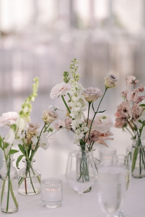 ROMANTIC DUSTY ROSE ROOF TOP WEDDING — A Wild Vine Soft Romantic Wedding Flowers, Dusty Pink Wedding Reception, Dusty Rose Bud Vases, Bud Vases With Pink Flowers, Farm Table Bud Vases Wedding, Wedding Flowers Romantic, Potted Flowers Wedding Centerpiece, Pink And White Bud Vases Wedding, Dusty Pink Wedding Flowers Centerpieces