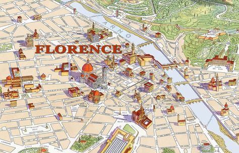 Florence Tourist Map, Map Of Italy Cities, Map Of Florence Italy, Italy Cities, Florence Map, Florence Italy Travel, Florence City, Florence Travel, Tourist Map