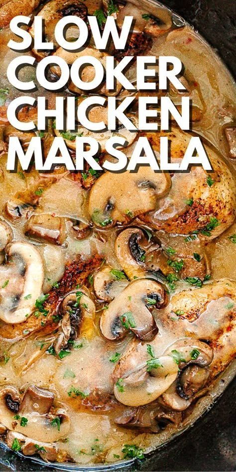 Slow Cooker Chicken Marsala, Chicken Marsala Recipe, Chicken Breast Crockpot Recipes, Marsala Recipe, Crockpot Chicken Breast, Marsala Chicken Recipes, Chicken Marsala, Crockpot Dishes, Chicken Slow Cooker Recipes