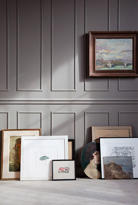 dark+taupe+wall+wainscotting Wainscoting Styles, Taupe Walls, Dining Room Remodel, Wall Molding, Grey Kitchens, Room Remodeling, Wainscoting, Basement Remodeling, Grey Walls