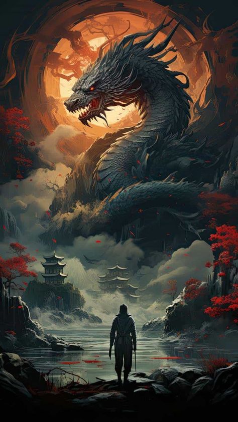 Dragon Warrior iPhone Wallpaper 9 Red Japanese Dragon, Om Symbol Wallpaper, Samsung Mobile Phone, Hyper Realistic Tattoo, Dragon Wallpaper Iphone, Dragon Warrior, Japanese Sleeve Tattoos, Red Wall Art, Samurai Tattoo