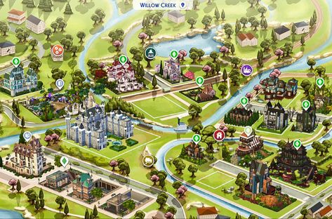 Fantasy Save File Sims Save File, Sims 4 Willow Creek Makeover, Sims 4 Newcrest Map Ideas, Sims 4 Save File, San Myshuno, Sims Builds, Sims 4 House Plans, Sims 4 House Design, Sims Building