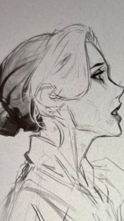 Side Facing Pose Reference, Character Side Profile Design Reference, Side View Profile Drawing, Hair Laying Down Drawing Reference, Fem Side Profile, Women Profile Drawing, Devastated Reference, Face Side Reference, Side Profile Expressions Drawing