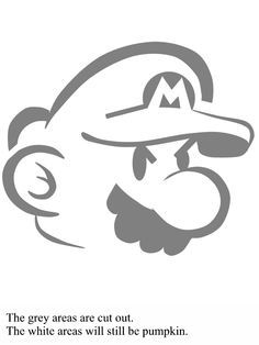 Mario Mario Pumpkin Stencil, Mario Pumpkin Carving Stencil, Mario Bros Pumpkin Carving, Ghost Pumpkin Template, Luigi Pumpkin Carving, Mario Pumpkin Carving, Mario Pumpkin, Mario Tattoo, Halloween Pumpkin Stencils