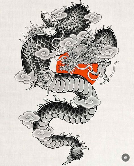 Dragon Tattoo Lower Arm, Dragon Japanese Tattoo Design, Irezumi Dragon Tattoo, Japanese Dragon Sleeve Tattoo, Thai Dragon Tattoo, Twin Dragon Tattoo, Japan Dragon Tattoo, Traditional Japanese Dragon, Japanese Dragon Drawing