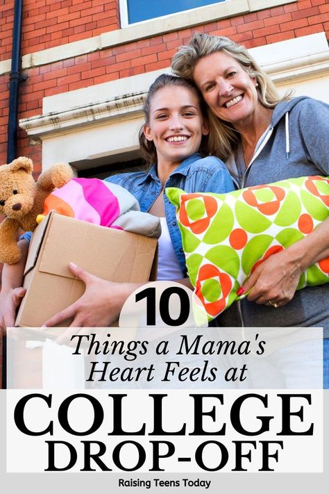 If you’re like most moms preparing to drop their son or daughter off at college, you’re counting down the days… You might even find yourself staring at your child, sitting on the edge of their bed while they pack reminiscing and wondering how the heck time flew by in a blink and feeling the urge to wrap them in a hug every time they pass you in the hallway. The fact is, nothing really prepares you for the wave of emotion that sweeps over you. #college #collegedropoff #collegetips #collegebound College Mom, College Memes, Drop Off, College Quotes, Last Child, College Board, Parenting Teenagers, Freshman College, College Kids