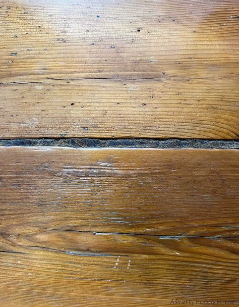 An update on how our oakum is holding up after installing it 2 1/2 years ago to fill gaps in our original and very old hardwood floros. Antique Wood Floors, Pine Wood Flooring, Old Wood Floors, Rustic Flooring, Wide Plank Flooring, Pine Floors, Wide Plank, Sustainable Home, How To Antique Wood