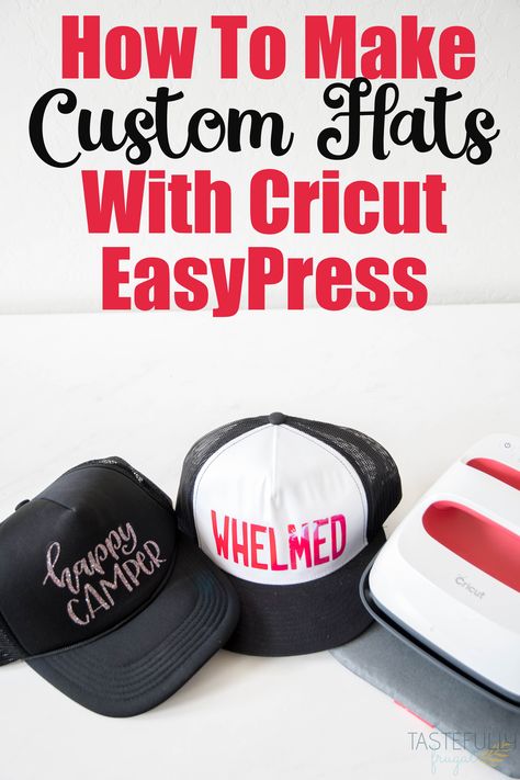 Learn how to customize designs and apply HTV to hats with your Cricut EasyPress Cricut Hats, Cricut Basics, How To Make Hats, Diy Locker, Making Hats, Diy Wainscoting, Diy Bench Outdoor, Diy Blanket Ladder, Cricut Air